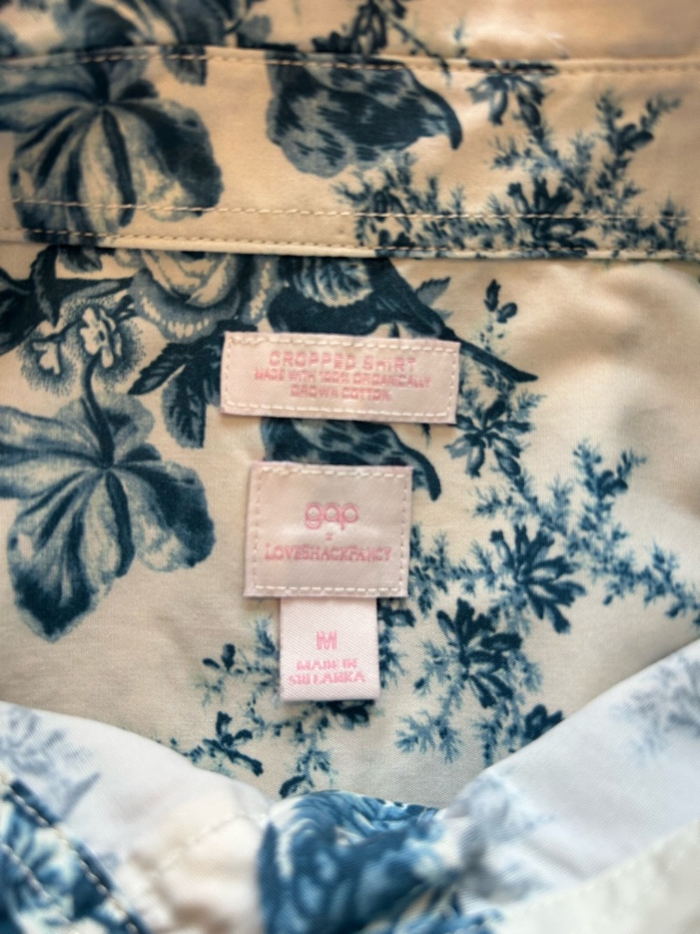 Gap x LoveShackFancy Floral Organic Cotton Cropped Shirt Size M - Picture 5 of 5